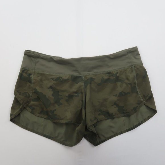 Lululemon Speed Up Shorts Green Camo Size 10 - Picture 1 of 7